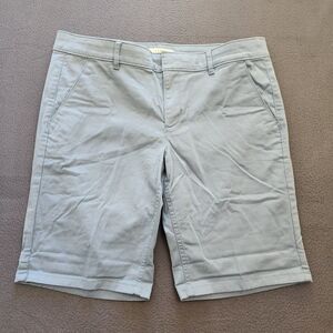 LOFT Women 10 Blue Marisa Flat Front Chino Bermuda Shorts